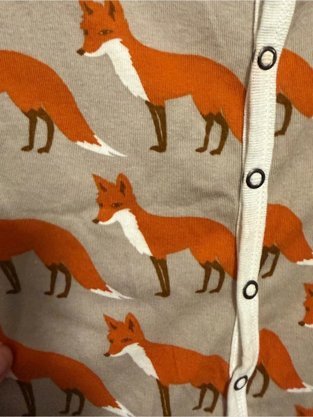 Milkbarn Beige Romper with Orange Fox Print